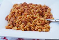 Creamy Fusilli with Five Vegetables and Salami