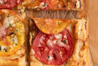 Crispy Puff Pastry Tomato Tart with Herbed Goat Cheese