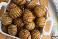 Crispy Mini Hasselback Potatoes — Garlic Butter Baby Potato Side