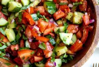 Cucumber and Tomato Salad with Fresh Herbs and Lemon Dressing