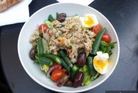 Balsamic Yogurt Tuna Pasta Salad with Cherry Tomatoes and Herbs