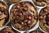 Bakery-Style Double Chocolate Chip Muffins with SunButter Swirl