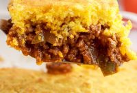 Sloppy Joe Casserole with Cheesy Cornbread Topping