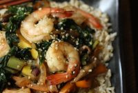 Sesame Shrimp Stir-Fry with Summer Vegetables and Hemp Seeds