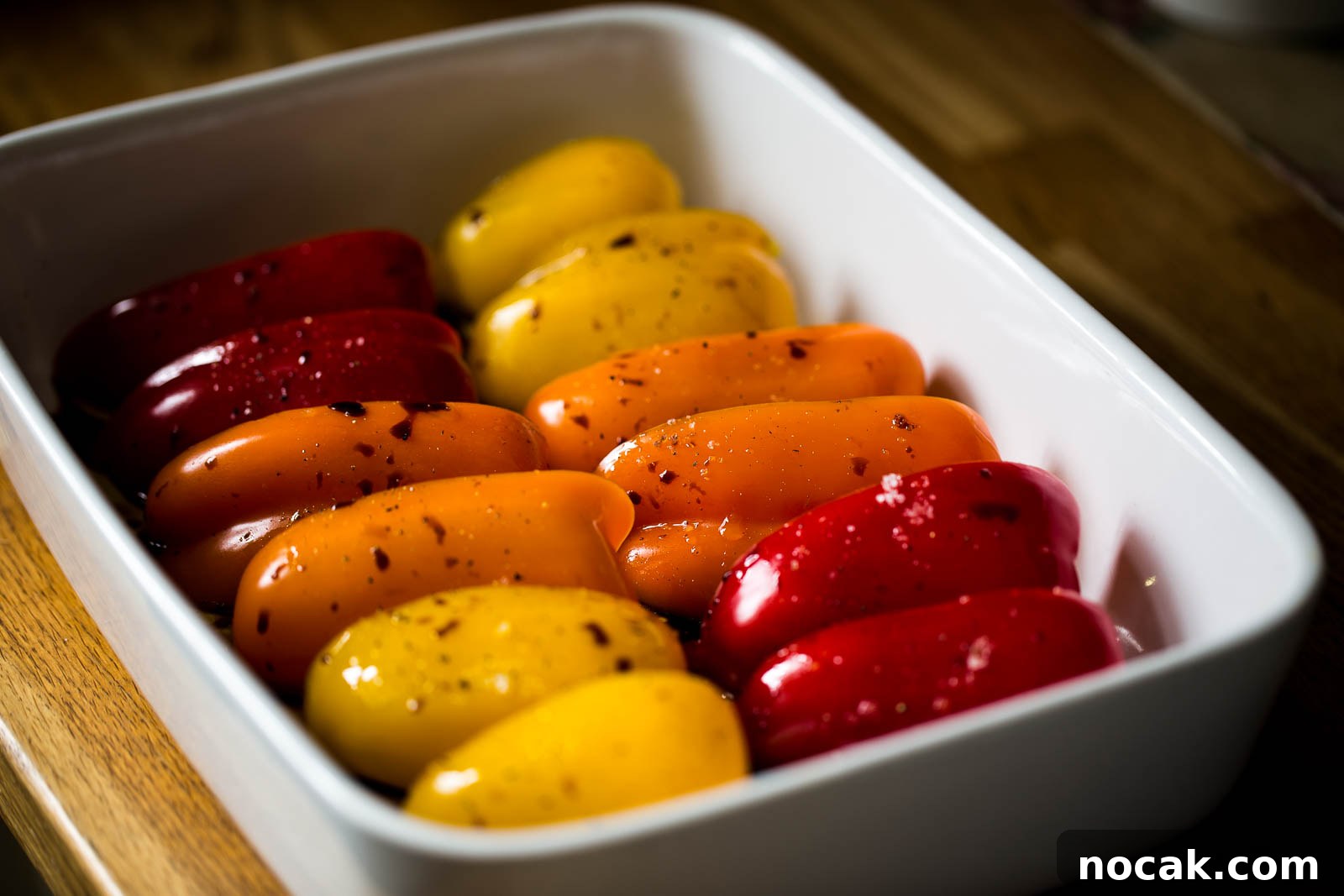 Balsamic-Roasted Bell Peppers with Garlic and Herbs 2 Balsamic roasted peppers are a mediterranean treat made with red, orange, green or yellow peppers, gently braised in the oven with garlic, balsamic vinegar and extra virgin olive oil until they become soft, sweet, richly flavoured slithers of pepper. Perfect for a salad, a picnic or to be served alongside cheese, charcuterie and olives as antipasti. Alternatively make ahead and store them in the fridge until you need them.