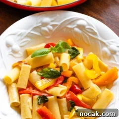 Roasted Bell Pepper Sauce with Garlic, Basil and Pasta