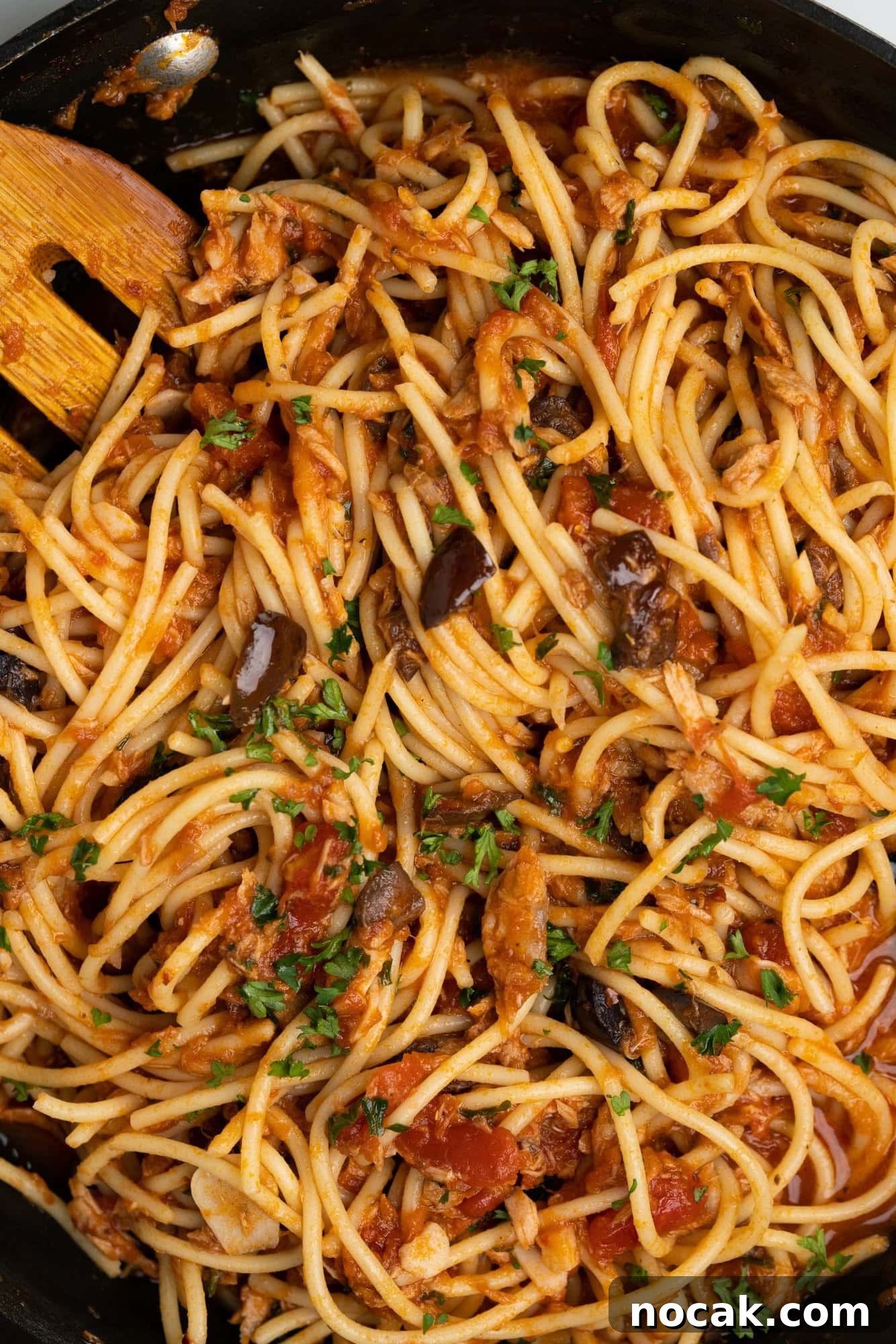 A plate of hearty Tomato Tuna Pasta