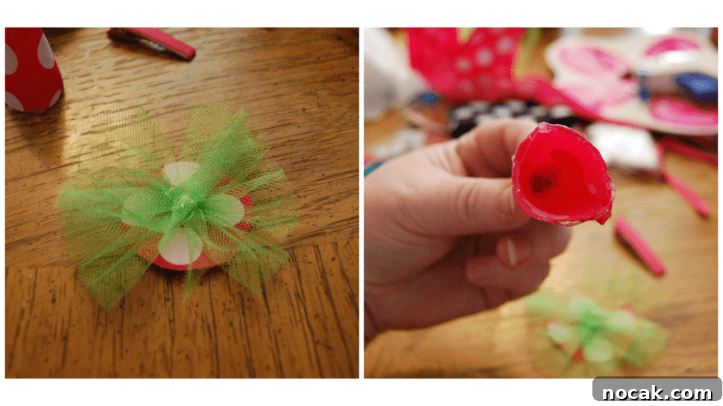 DIY Party Hat Hair Clip for Birthdays, Festivals & Celebrations 8 gluing the whole hat together to the make the party hat hair clip