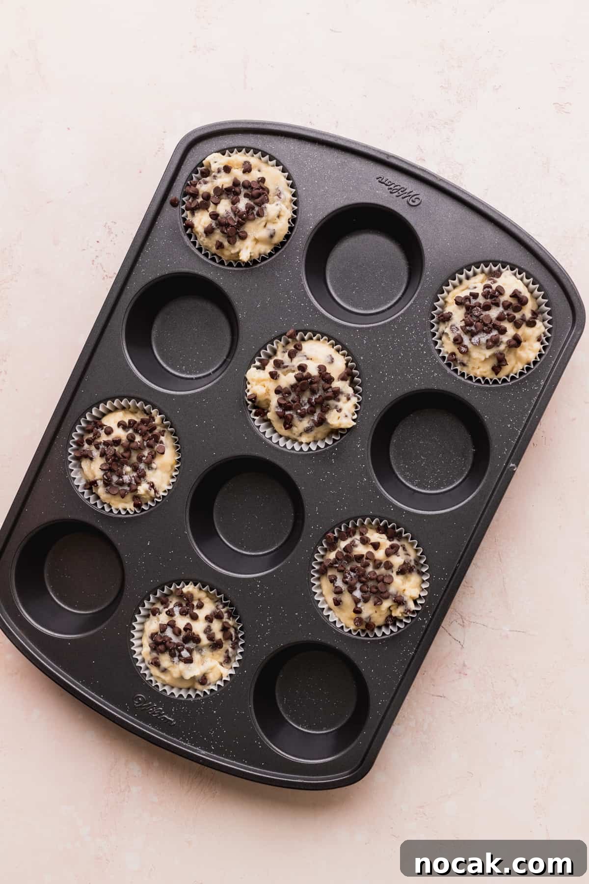 6 muffin cups in a 12 cup muffin tin.