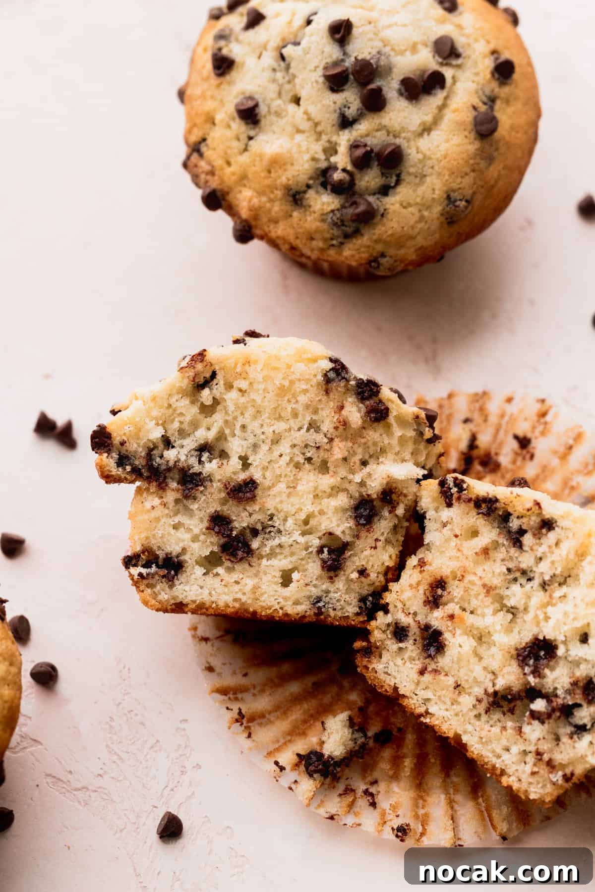 One muffin split in half.