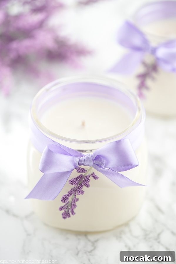 How to Make Lavender Candles at Home: Step-by-Step Guide 2 DIY Lavender Candle – how to make soy lavender candles in mason jars + printable gift tags to give as Mother’s Day and birthday gifts.