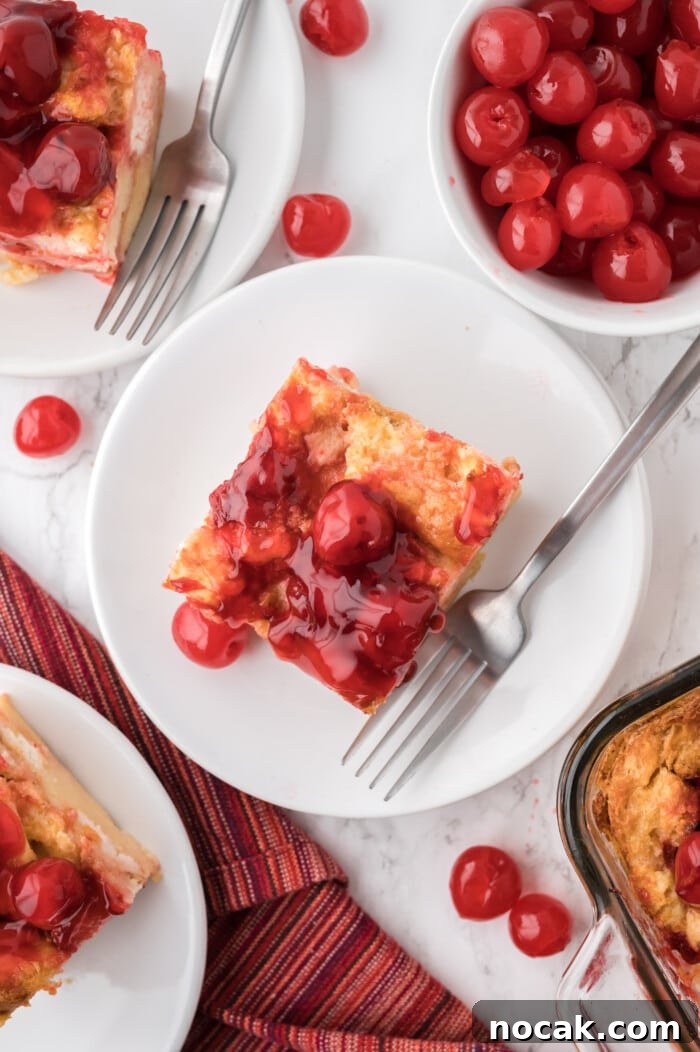 Cherry Bread Pudding Recipe with Fresh Cherry Sauce 8 A downward view of the Cherry Bread Pudding.