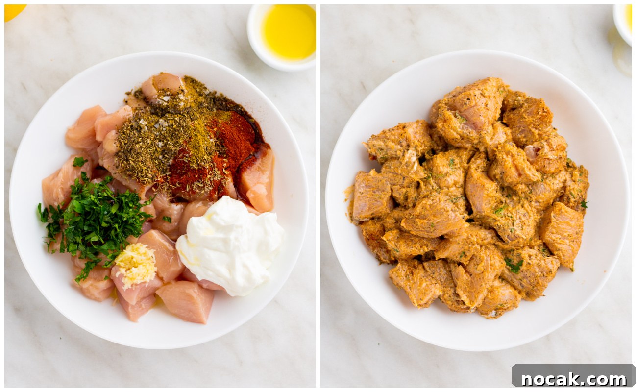 season and toss the chicken how-to-make-chicken-gyro-bowls-process