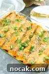 Butternut Squash and Black Bean Enchilada Recipe in pan with cilantro on top