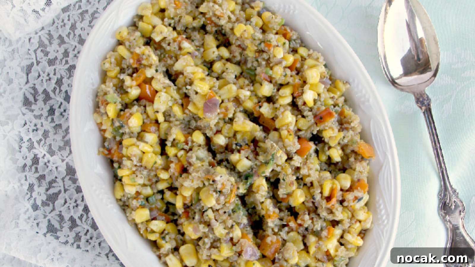 Quinoa salad with corn, bell pepper, and jalapeno