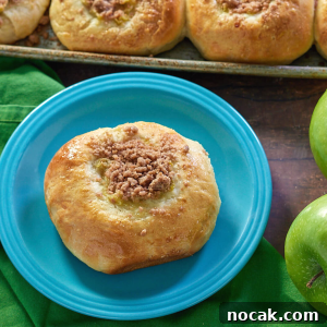 Homemade Apple Kolache Recipe with Video Tutorial 16 Top down view of a Kolache Pastry topped with streusel.