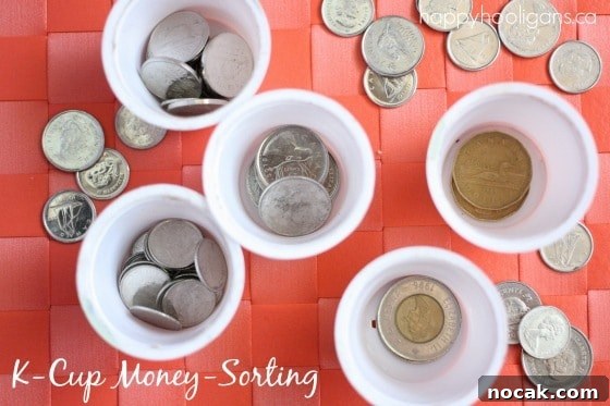 25 Clever Ways to Reuse Keurig K-Cups for Crafts & Home Use 9 k-cup money sorting activity