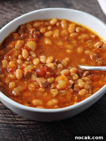 bowl of navy bean with ham soup