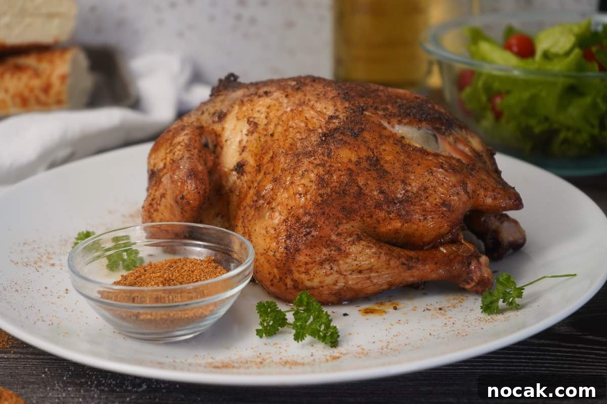 Juicy Smoked Whole Chicken Recipe for Tender, Flavorful Results 2 Smoked Whole Chicken on platter