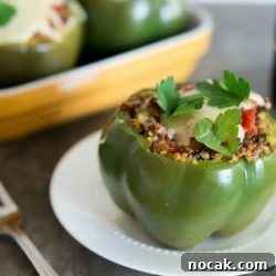 Quinoa and Eggplant Stuffed Green Peppers
