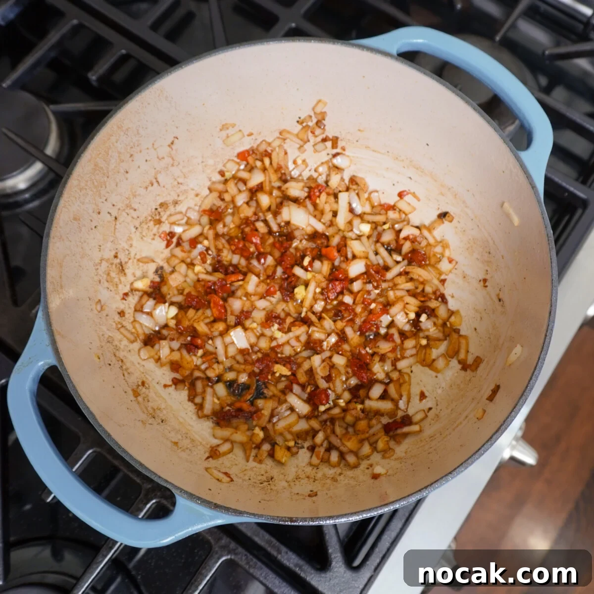 Marry Me Chicken Soup Recipe for Cozy Weeknight Dinners 6 sauteed veggies in dutch oven.