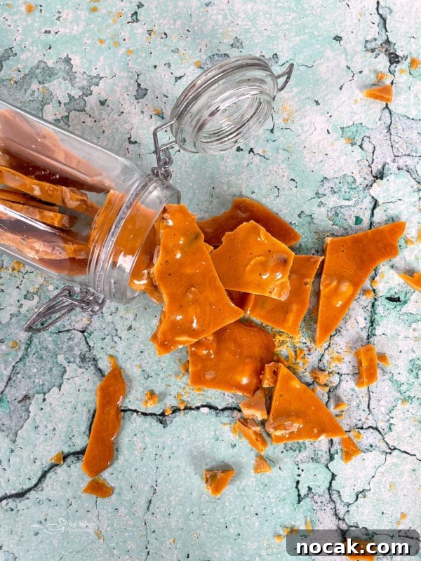 Classic Crunchy Peanut Brittle Recipe for Homemade Candy 13 peanut brittle on marble