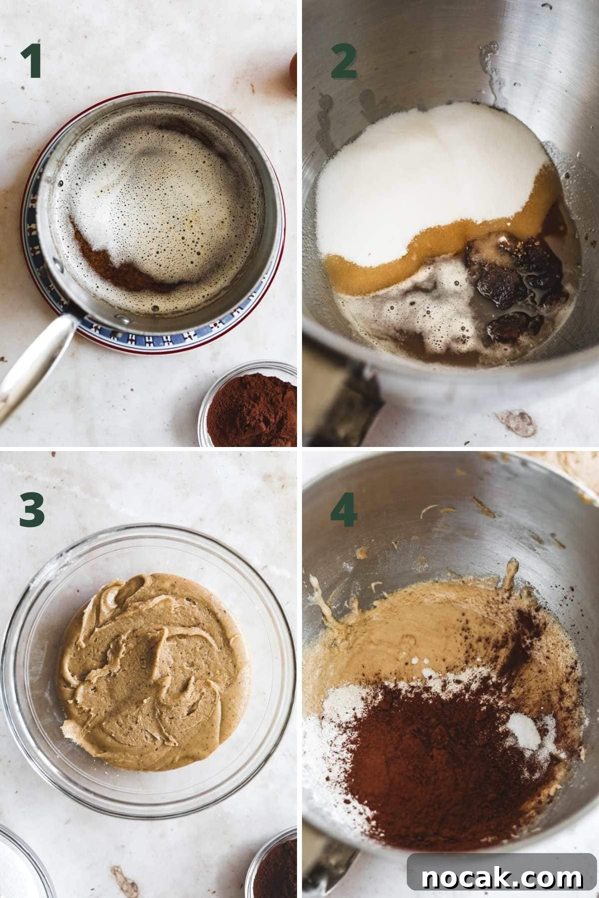 Browned Butter Blondies with Fudgy Brownie Swirls 4 Steps to make batter for browned butter blondie brownies.