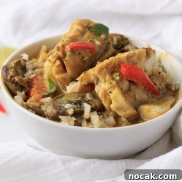 Keto Thai Fish Bowl Recipe: Low-Carb Coconut Curry Fish Bowls 6 One bowl with cauliflower rice , fish a, vegies and coconut Thai sauce.