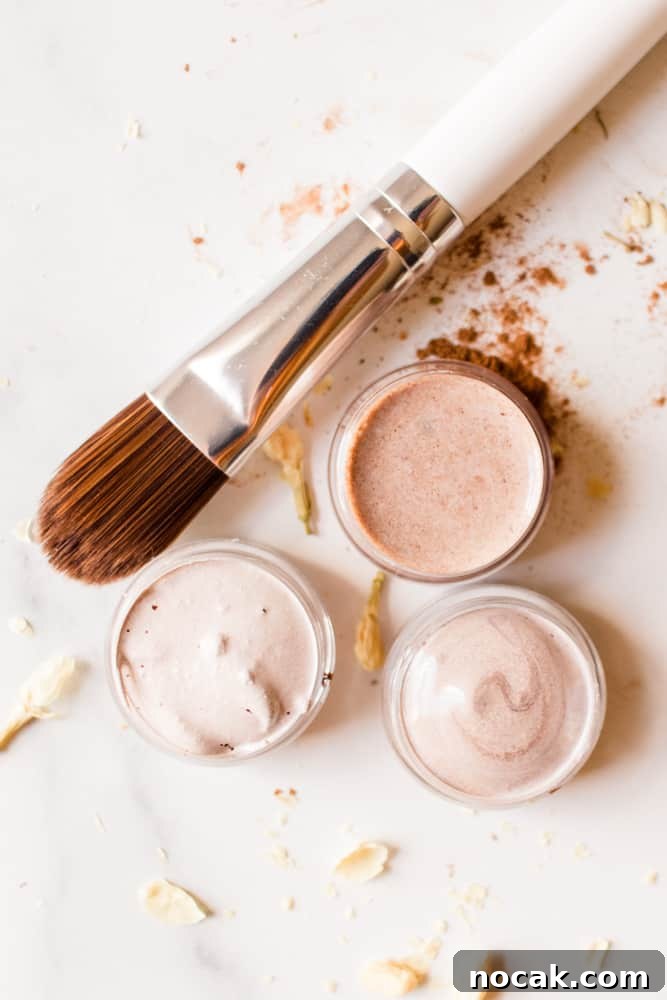DIY Natural Makeup Recipes: Homemade Cosmetics for Glowing Skin 3 Concealer applicator brush with several different concealer shades.