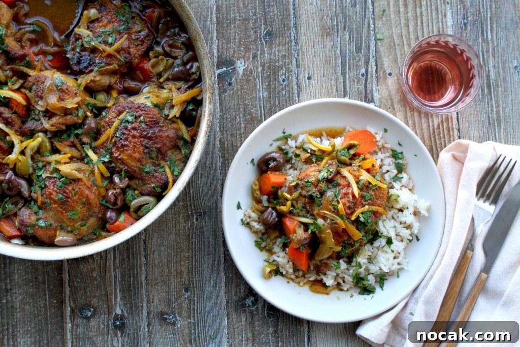 Moroccan Chicken with Olives and Preserved Lemons — One-Skillet Meal 3 Moroccan Chicken