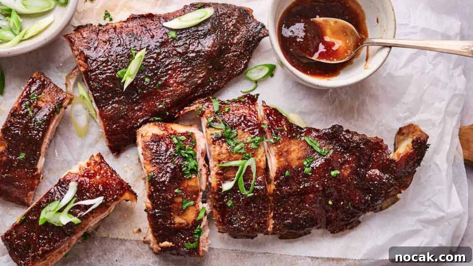 23 Crowd-Pleasing Cookout Recipes for Memorial Day Weekend 12 Grilled ribs garnished with herbs and served with a side of sauce and onions.