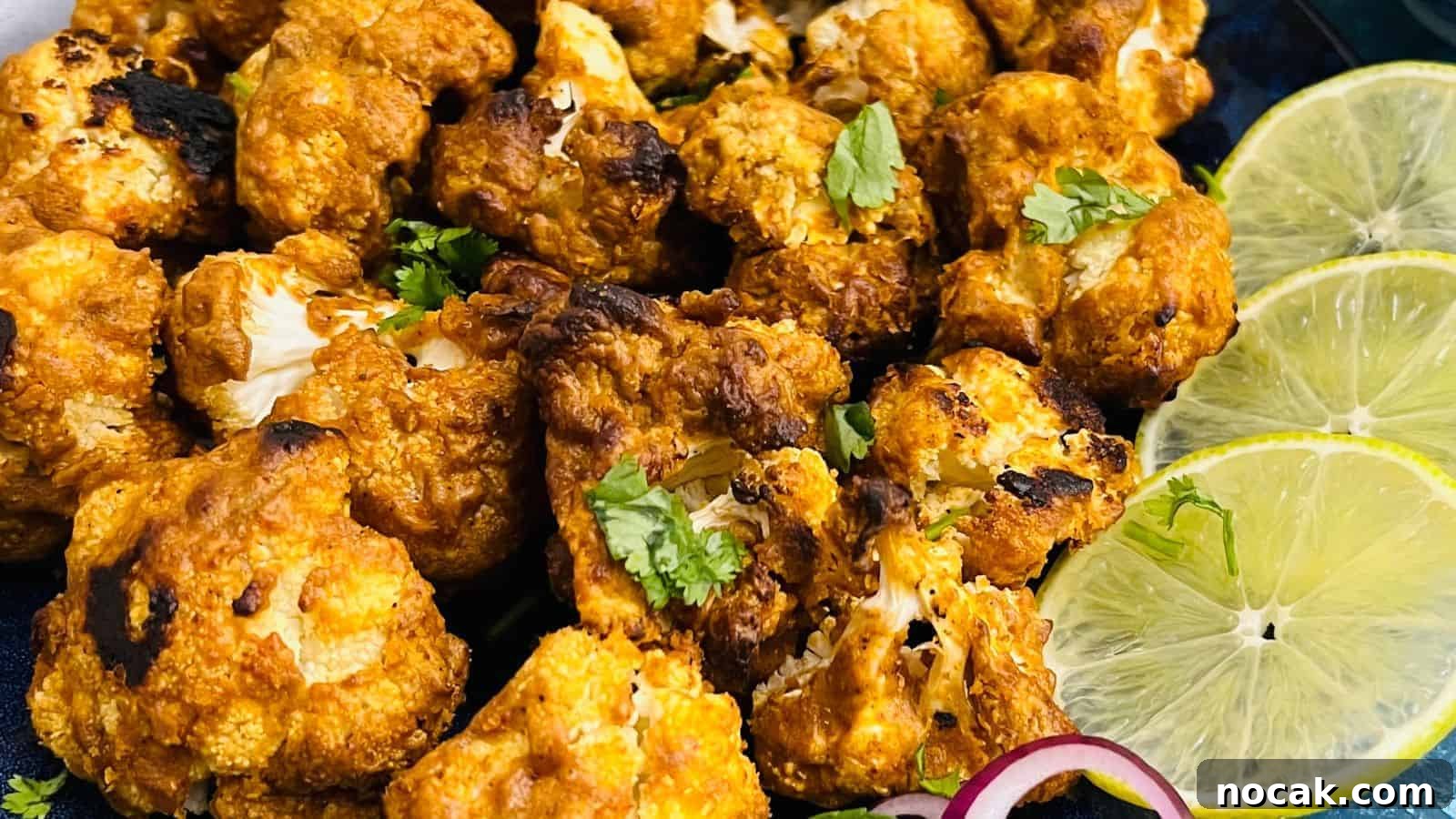 23 Crowd-Pleasing Cookout Recipes for Memorial Day Weekend 17 A platter of fried cauliflower bites garnished with lemon slices and fresh cilantro.