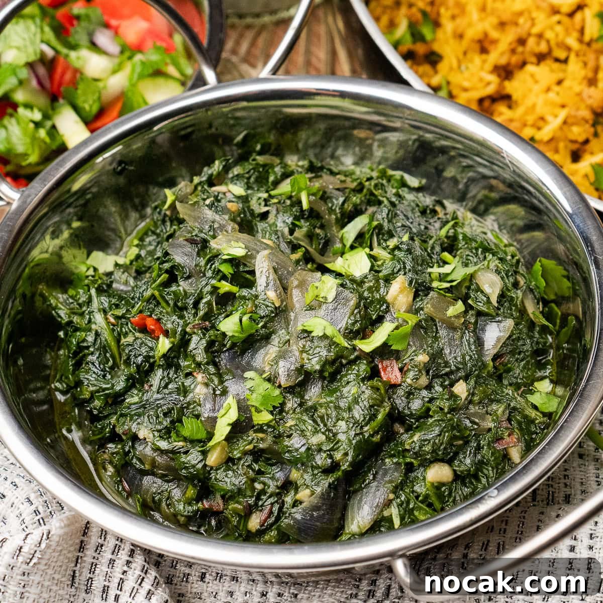 Saag Bhaji Recipe: Creamy Indian Spinach Curry with Spices 20 Saag Bhaji served in a balti dish