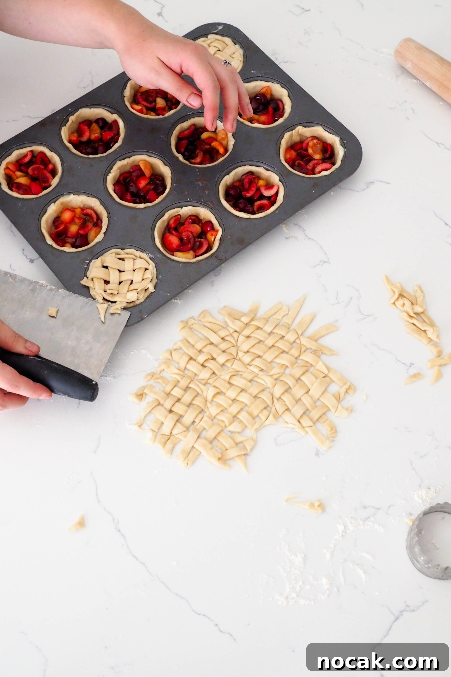 Mini Cherry Pies Recipe: Perfect Bite-Sized Cherry Hand Pies 11 Placing Lattice