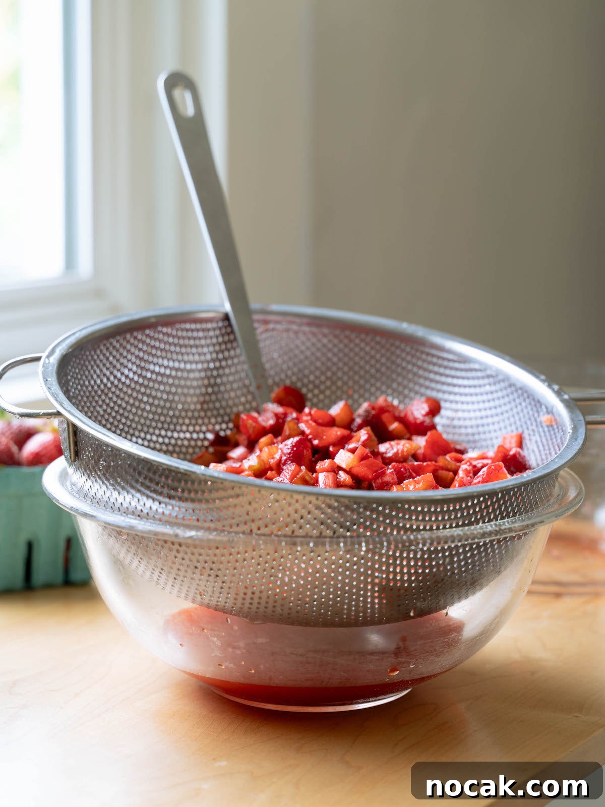 Rustic Strawberry Rhubarb Galettes with Flaky Crust 3 Strawberries and rhubarb macerating, creating a natural syrup