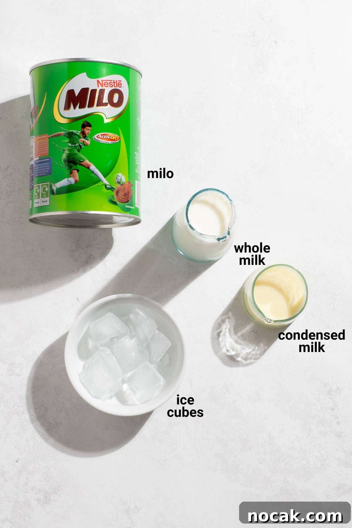 Iced Milo Dinosaur with Condensed Milk: Creamy Milo Drink Recipe 3 Milo dinosaur ingredients.