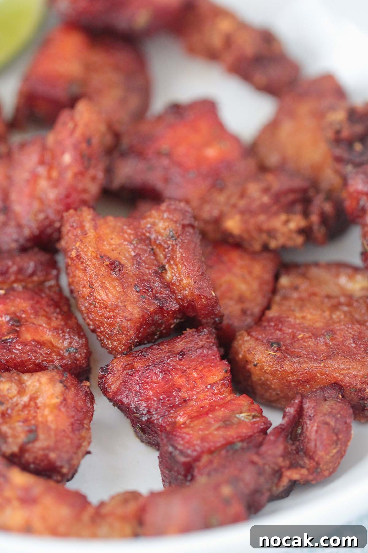 Crispy Air Fryer Pork Belly Recipe: Perfect Crackling in Minutes 6 air fryer pork belly up close.