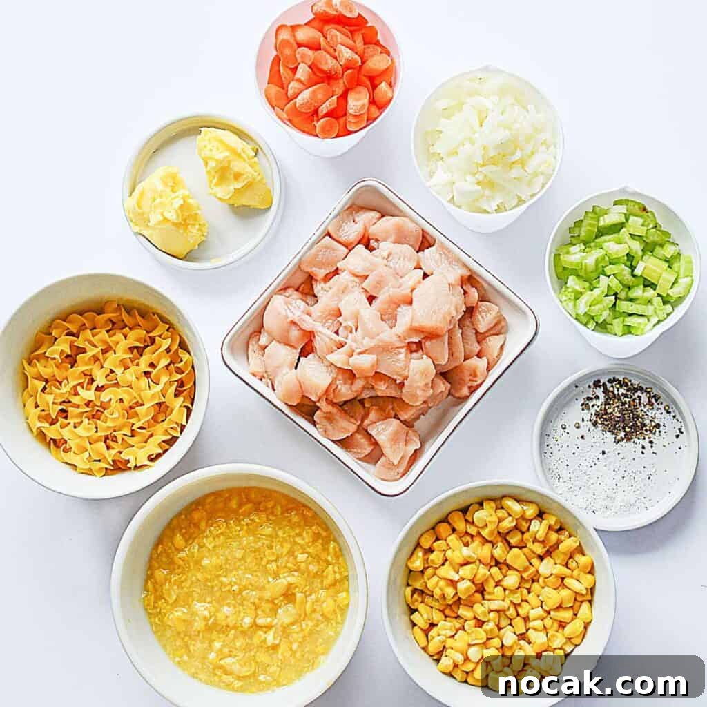 Comforting Chicken and Corn Noodle Soup Recipe 3 ingredients for chicken corn noodle soup