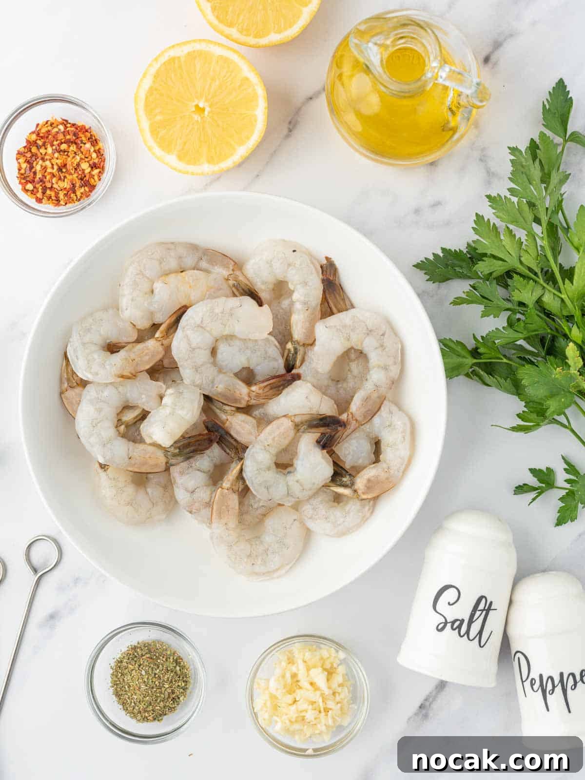 Garlic-Grilled Shrimp Skewers with Zesty Lemon Marinade 3 Ingredients needed for grilled garlic shrimp skewers.