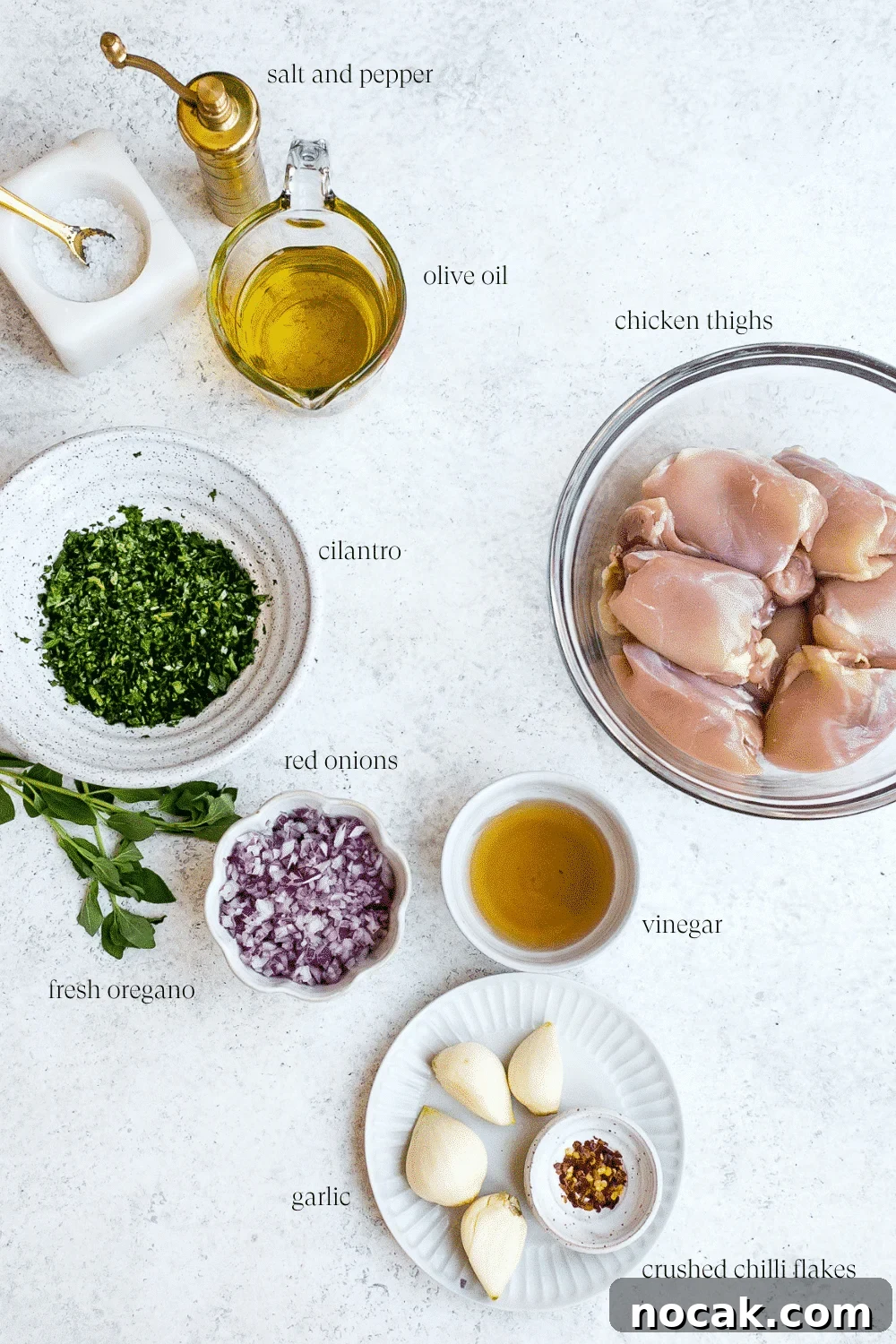 Ingredients for chimichurri chicken.