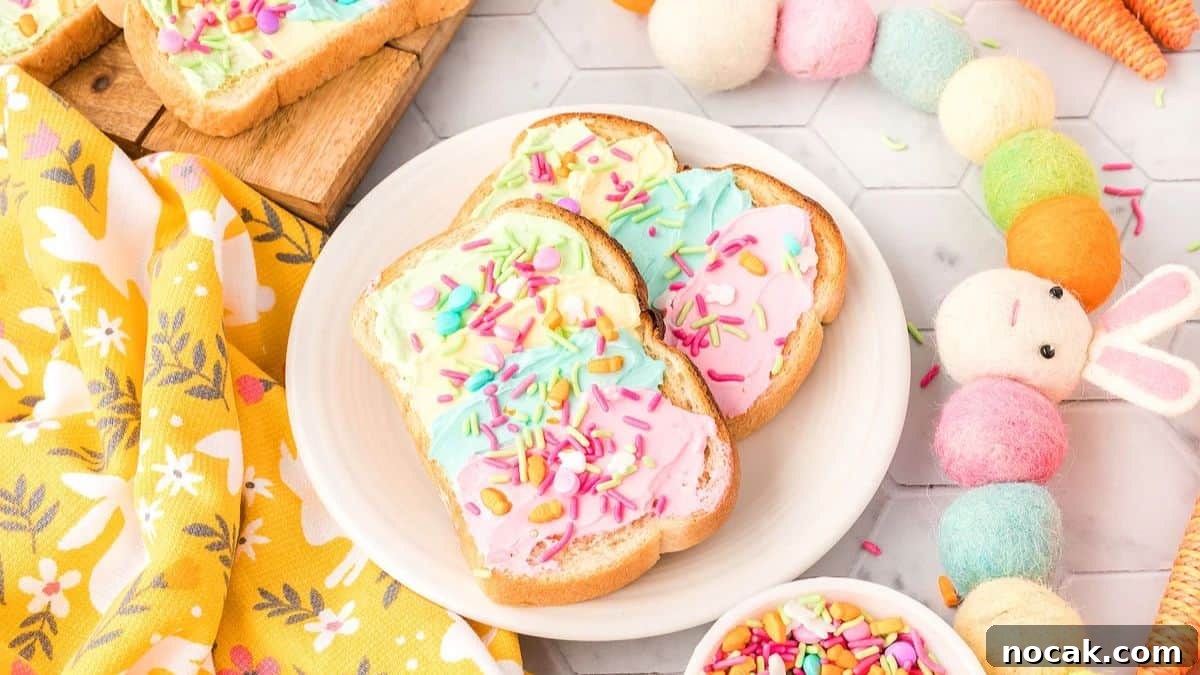A plateful of Unicorn Toast set on a white plate. 