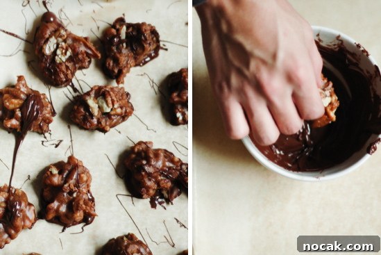 Walnut and Pecan Clusters Recipe: Crunchy No-Bake Candy 4 Walnut-Pecan Clusters Recipe | sophisticatedgourmet.com