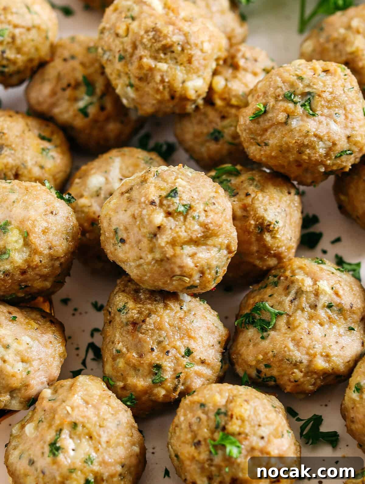 Juicy Turkey Meatballs with Garlic and Herbs 3 These Easy Turkey Meatballs are tender, juicy and packed with flavor! Made with just a few simple ingredients in under 30 minutes, these baked homemade meatballs can be added to any favorite dish!