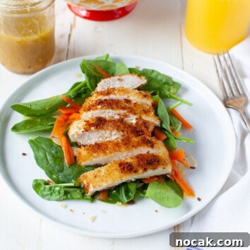 Panko-Crusted Chicken Spinach Salad with Orange-Ginger Dressing 3 Chicken Spinach Salad with Orange-Ginger Dressing from thelittlekitchen.net