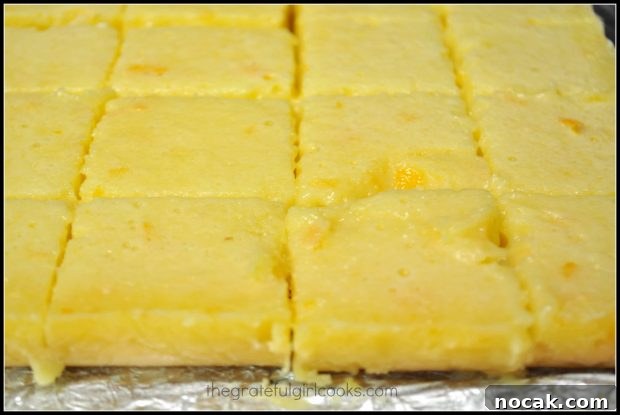 Baked lemon bars, cut into slices to serve