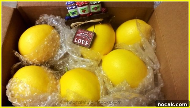 Lemons in box for baking into some delicious lemon bars!