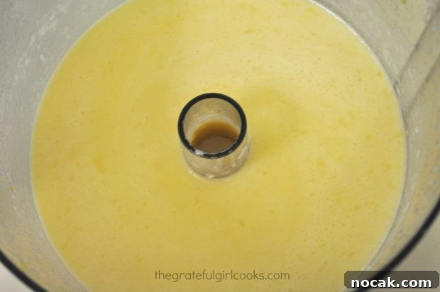Lemon juice and eggs blended in food processor