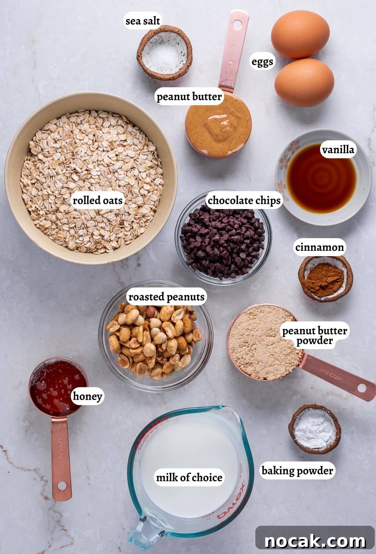Peanut Butter Baked Oats with Maple and Banana 4 all of the ingredients needed to make the recipe