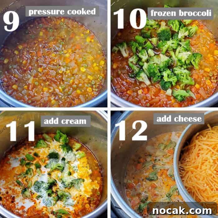 Creamy Vegetable Soup Recipe: Comforting Weeknight Meal 6 adding dairy into the soup