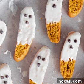 Pumpkin Spice Biscotti Recipe: Crunchy Autumn Cookie Guide 11 white chocolate dipped pumpkin biscotti to look like ghosts